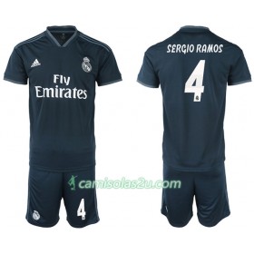 Camisolas de Futebol Real Madrid SERGIO RAMOS 4 Criança Equipamento Alternativa 2018/19 Manga Curta